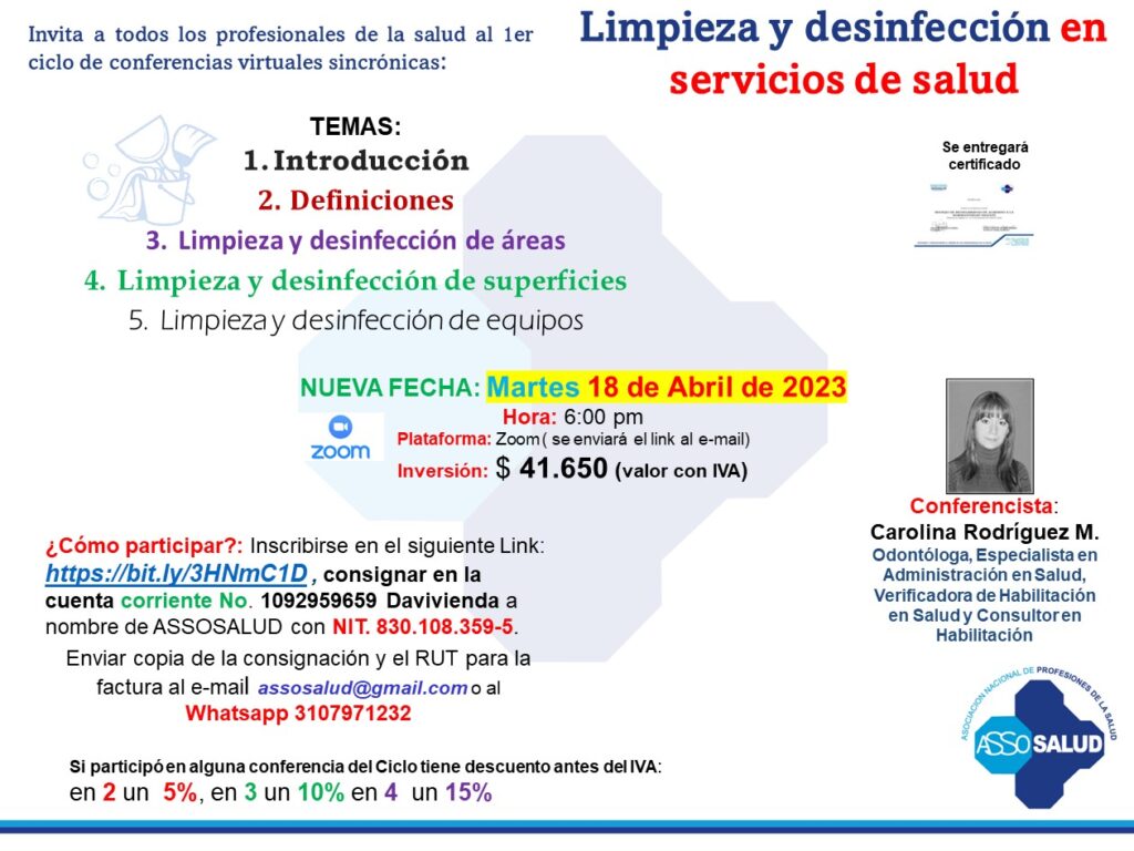 Conferencia Limpieza Y Desinfecci N En Servicios De Salud Assosalud